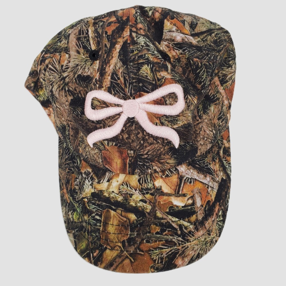 PacSun Camo Pink Bow Baseball Cap Olive Camouflage Adjustable Hat One Size New‎